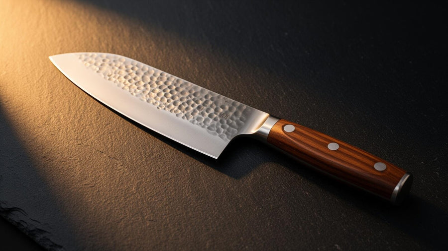 Tsuchime — Santoku with Walnut Wood Handle main product image