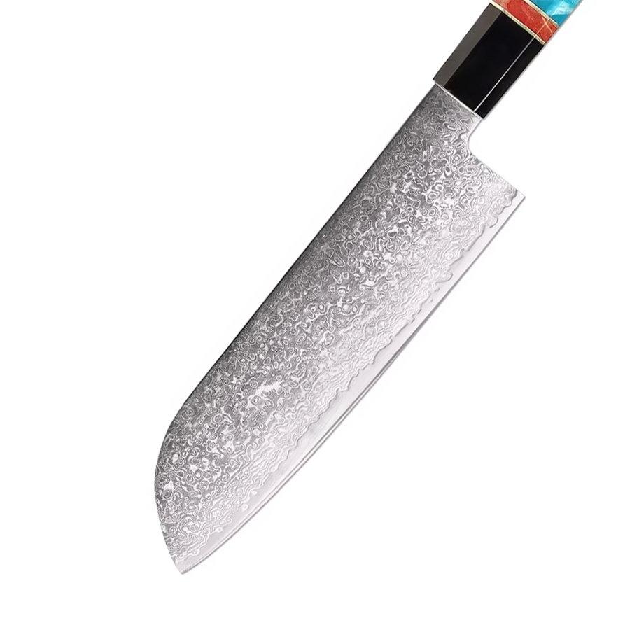 6-Piece VG10 Damascus Knife Set with Slim Blue Resin Handle VG10 Damascus kitchen knife set gallery image 11
