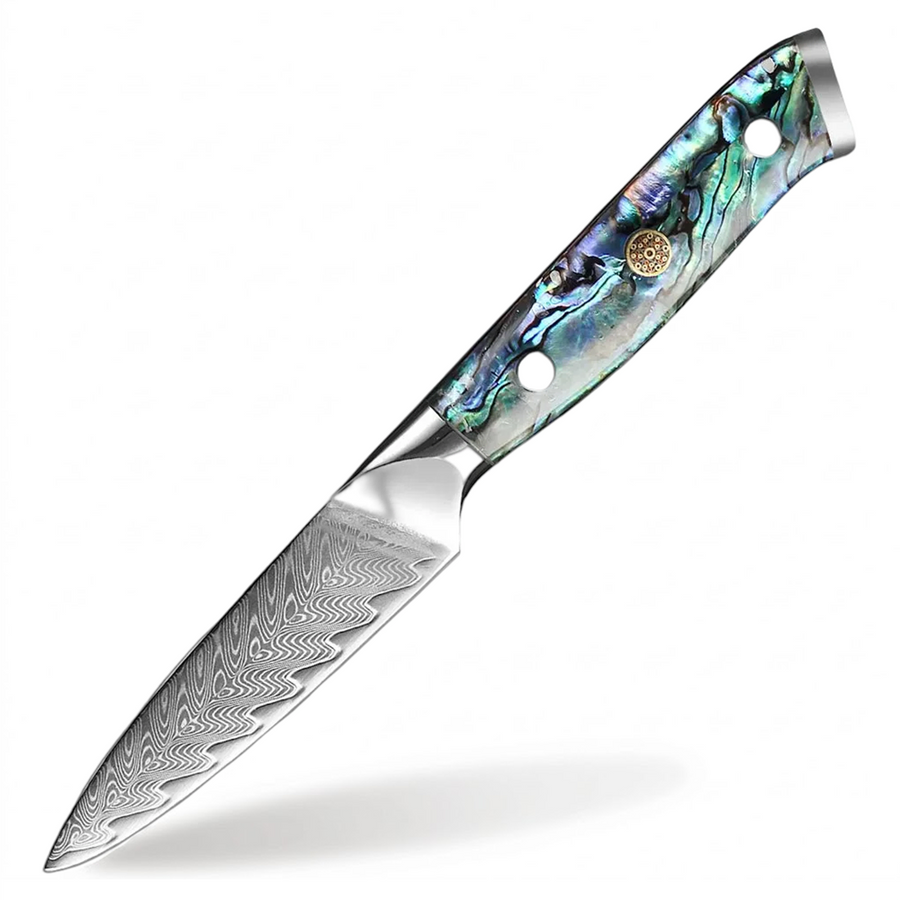 9-Piece Fishbone VG10 Damascus Knife Set with Abalone Handle - 3.5-Inch Paring Knife product image