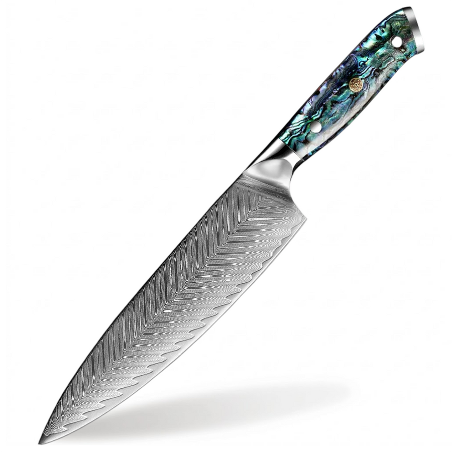 9-Piece Fishbone VG10 Damascus Knife Set with Abalone Handle - 8-Inch Chef Knife product image