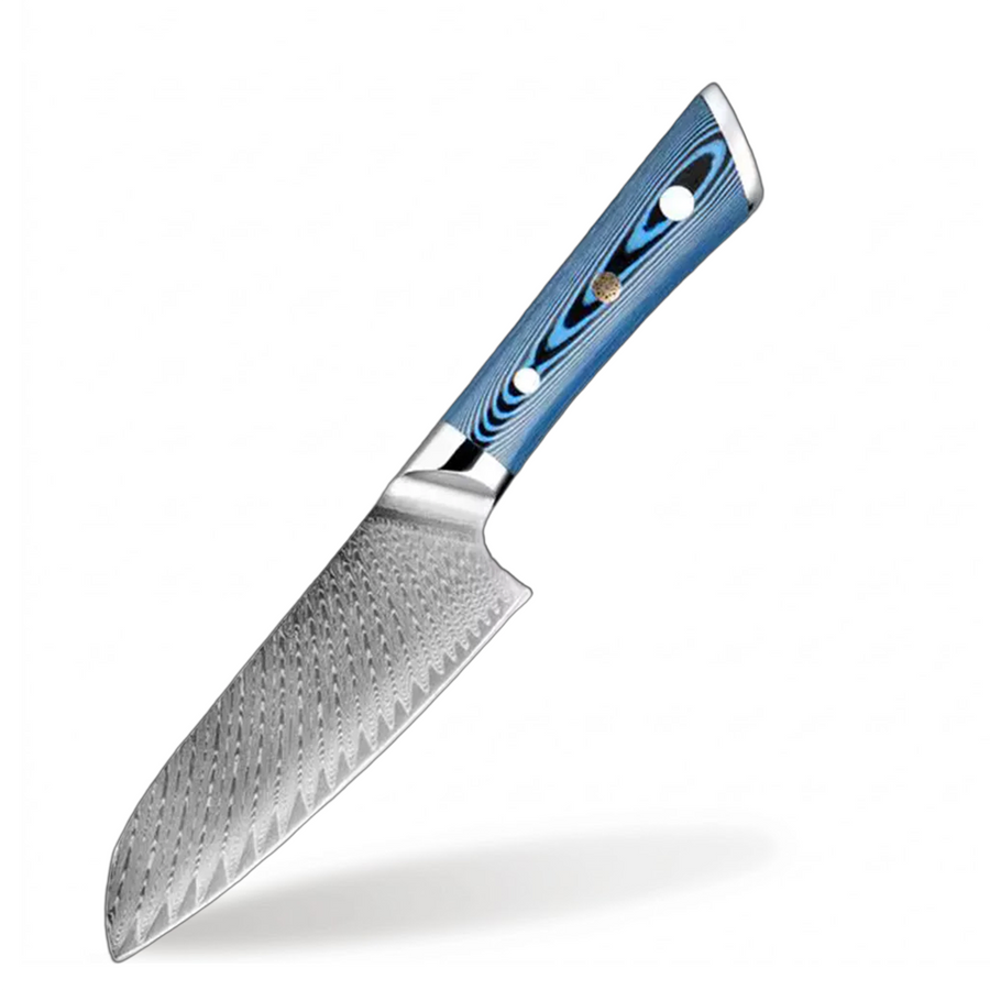 5-Piece VG10 Damascus Knife Set with Blue Layered Handle - 5-Inch Santoku Knife product image