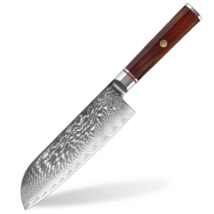 7-Piece VG10 Damascus Knife Set with Traditional Rosewood Handle - 7-Inch Santoku Knife product image