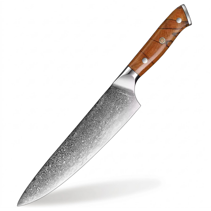 8-Piece Professional VG10 Damascus Knife Set with Triple-Riveted Wood Handle - 8-Inch Chef Knife product image