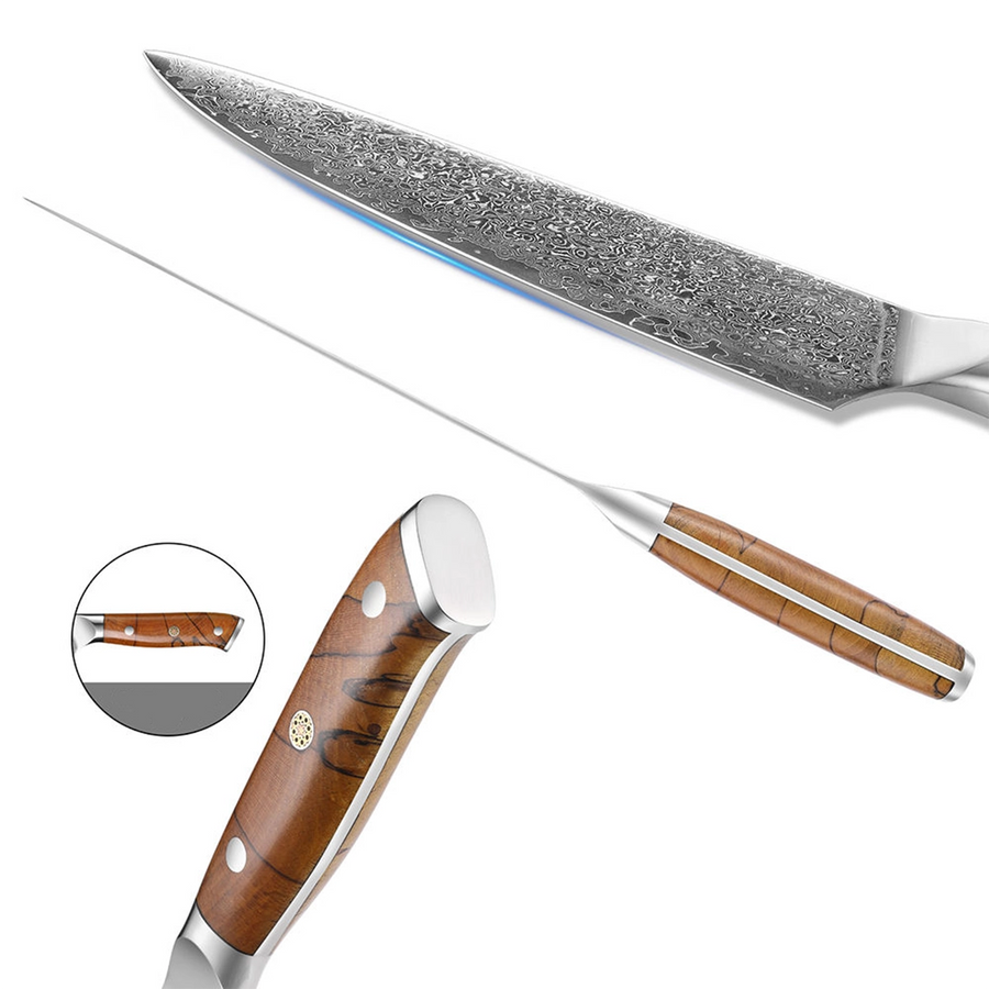 8-Piece Professional VG10 Damascus Knife Set with Triple-Riveted Wood Handle VG10 Damascus kitchen knife set gallery image 12