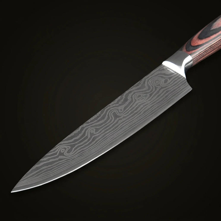 Japanese Damascus Knife Set "Hiroo" — 5-Piece Chef Knife Gift Set product image