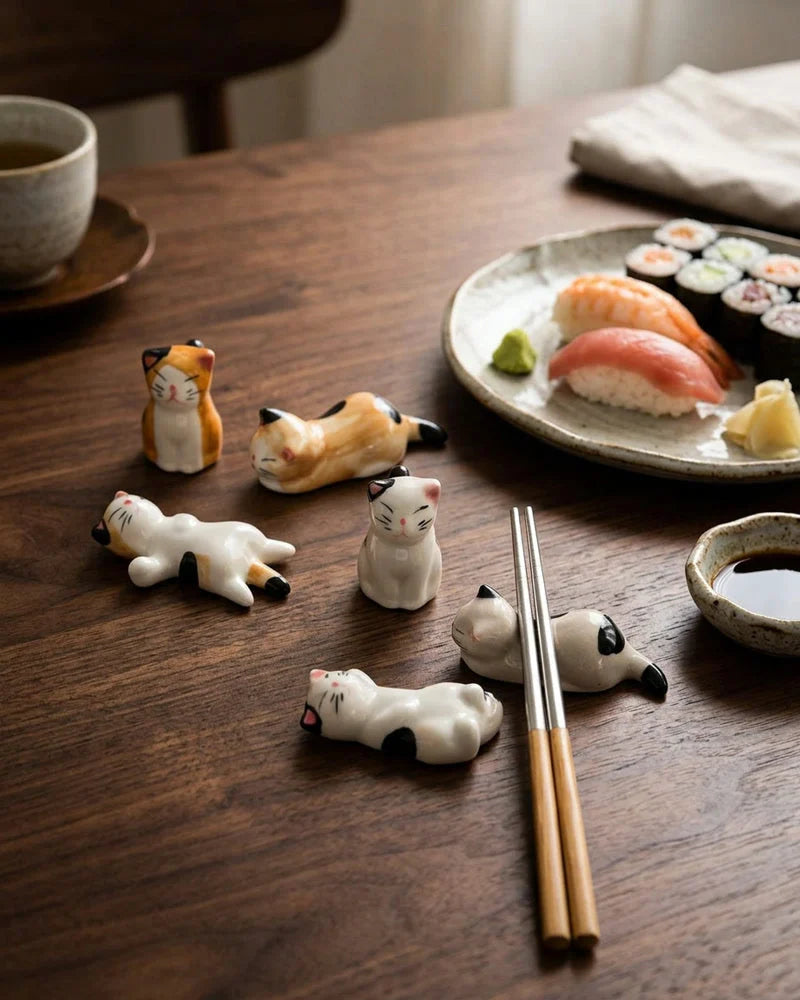 6 Chopstick Holders Cats ( 2 colors) lifestyle photo