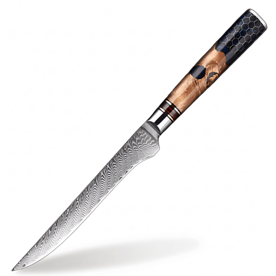 9-Piece VG10 Damascus Knife Set with Blue Honeycomb Resin Handle - 6-Inch Boning Knife product image
