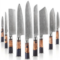 9-Piece VG10 Damascus Knife Set with Blue Honeycomb Resin Handle