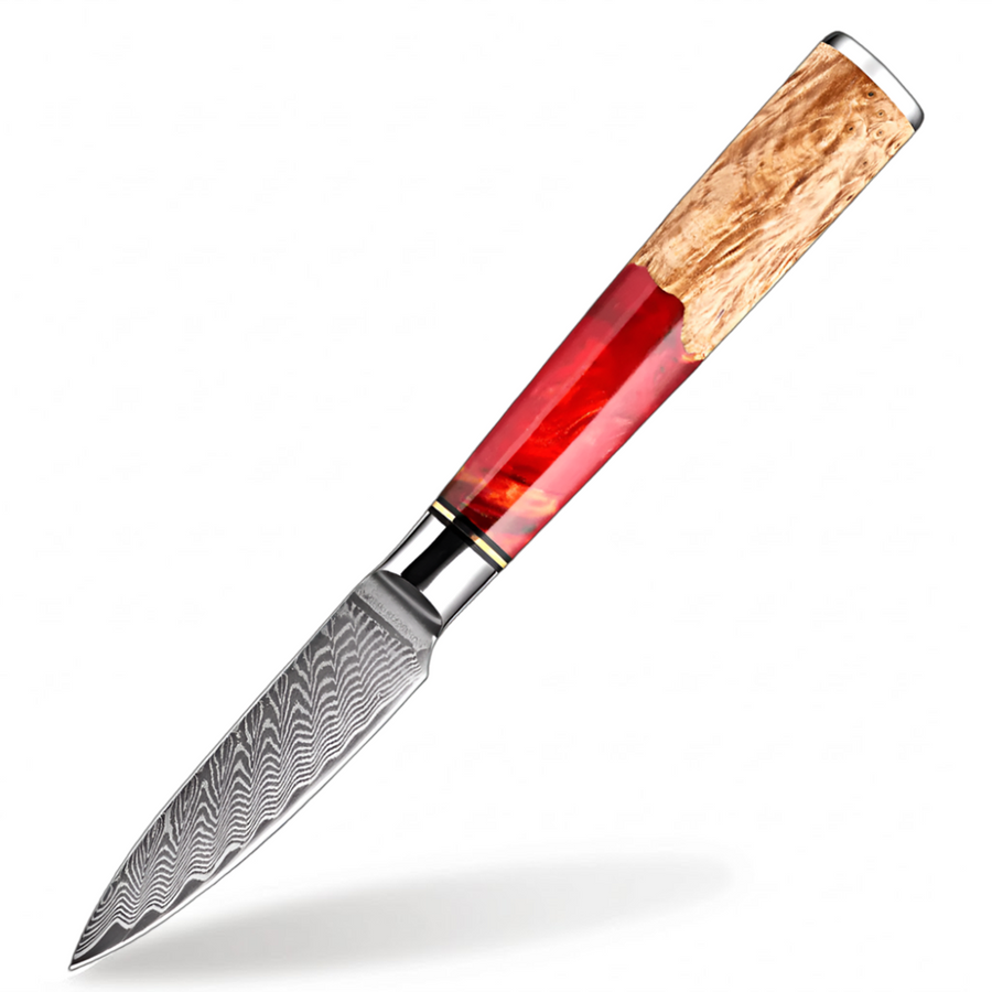 9-Piece VG10 Damascus Knife Set with Red Resin and Wood Handle - 3.5-Inch Paring Knife product image
