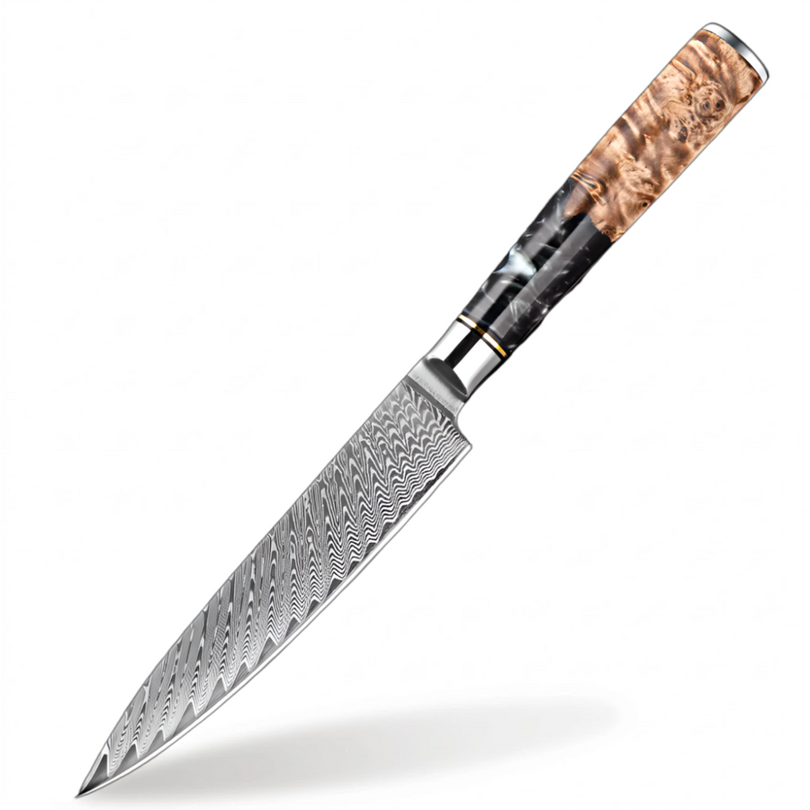 9-Piece VG10 Damascus Knife Set with Black Resin and Wood Handle - 5-Inch Utility Knife product image