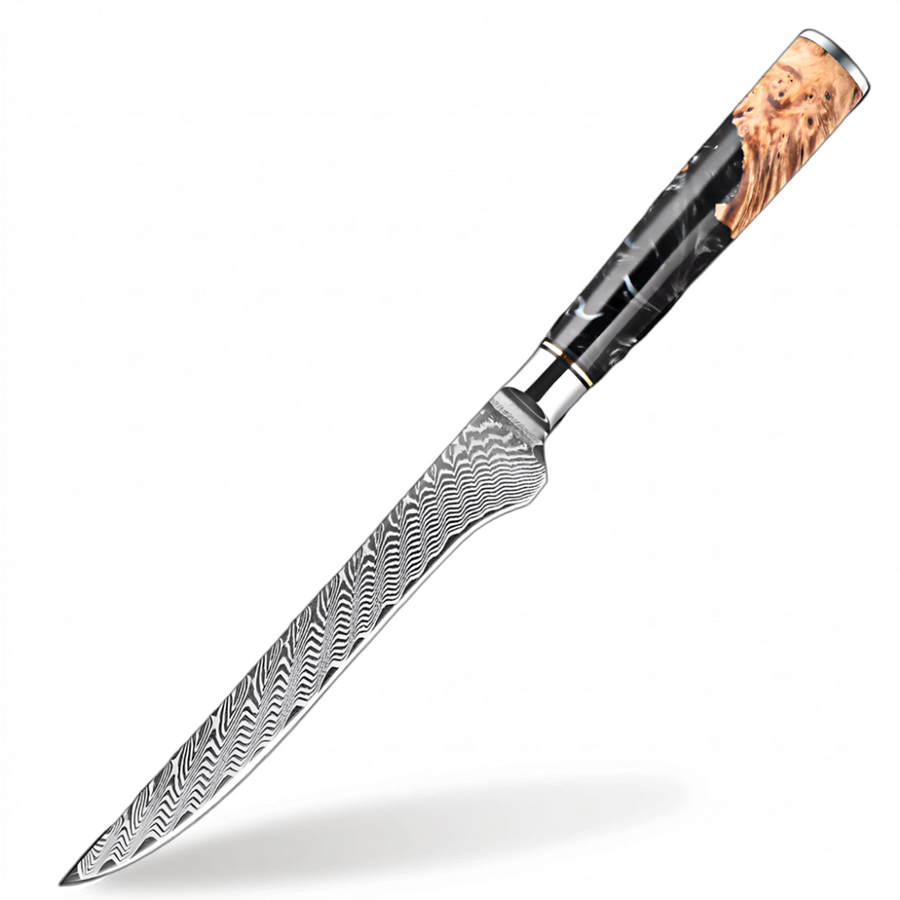 9-Piece VG10 Damascus Knife Set with Black Resin and Wood Handle - 6-Inch Boning Knife product image