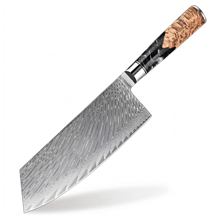 9-Piece VG10 Damascus Knife Set with Black Resin and Wood Handle - 7-Inch Cleaver product image