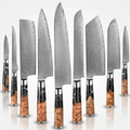 9-Piece VG10 Damascus Knife Set with Black Resin and Wood Handle