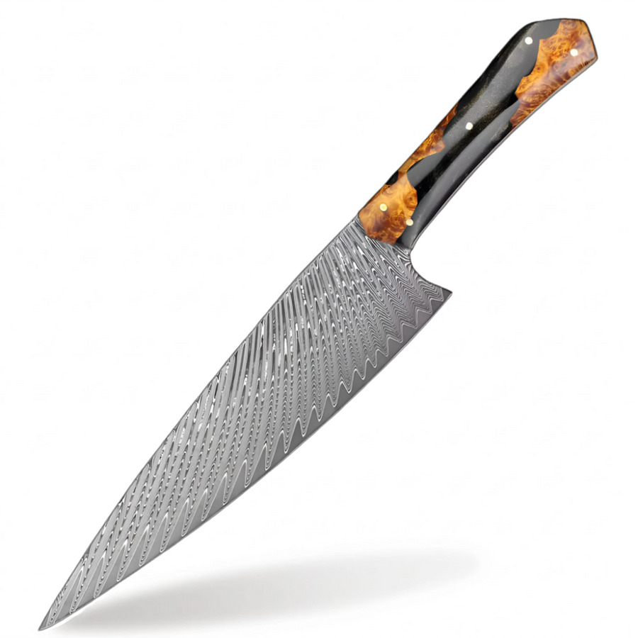 5-Piece Full Tang VG10 Damascus Knife Set with Black Resin and Wood Handle - 7-Inch Slicing Knife product image