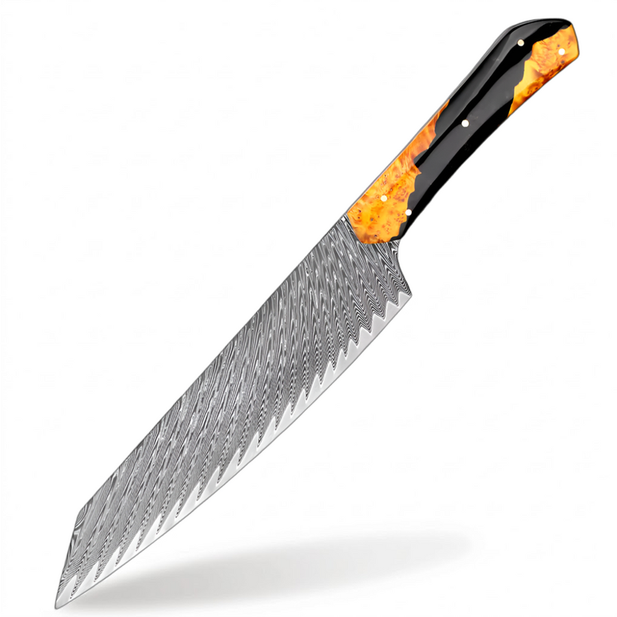 5-Piece Full Tang VG10 Damascus Knife Set with Black Resin and Wood Handle - 8-Inch Kiritsuke Knife product image
