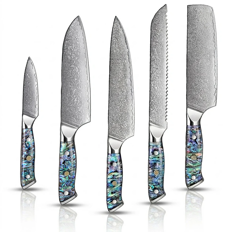 9-Piece VG10 Damascus Knife Set with Abalone Shell Handle - 5-Piece Knife Set product image