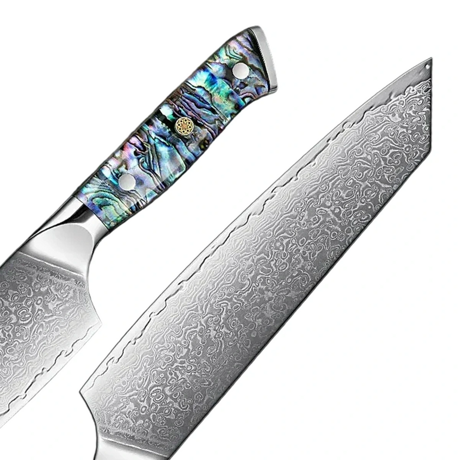 9-Piece VG10 Damascus Knife Set with Abalone Shell Handle VG10 Damascus kitchen knife set gallery image 22