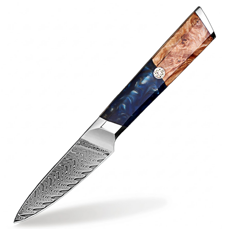 9-Piece VG10 Damascus Knife Set with Deep Sea Blue Resin Handle - 3.5-Inch Paring Knife product image