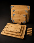 3-Piece Bamboo Cutting Board Set with Holder & Non-Slip Silicone Base
