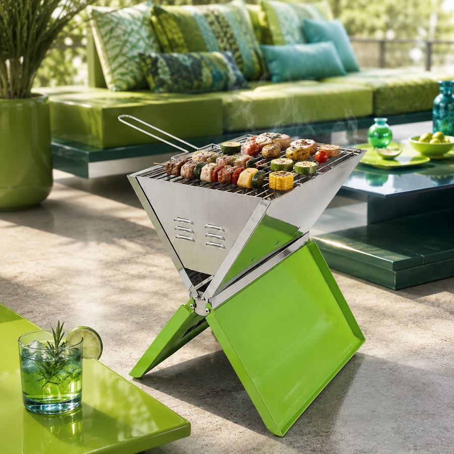 Notebook Folding Charcoal Grill – Slim Portable BBQ for Camping & Patios (3–5 People)