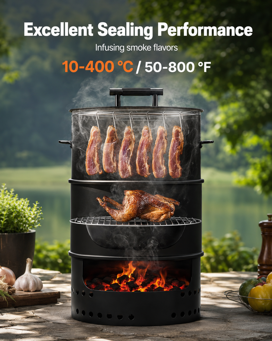 Vertical Charcoal Smoker & Grill Combo – 18.5" Barrel BBQ Smoker with Hanging Rack