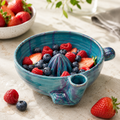 Ceramic Berry Bowl with Draining Spout – Wash, Strain & Serve Fruit