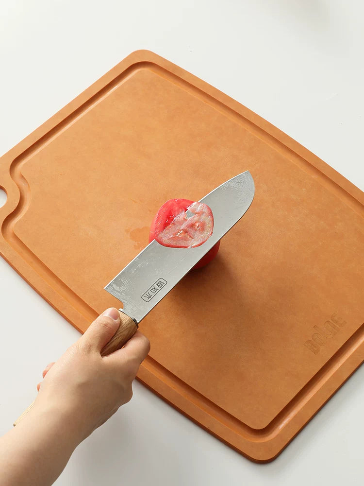 Compact Santoku Kitchen Knife with Ash Wood Handle product photo 9