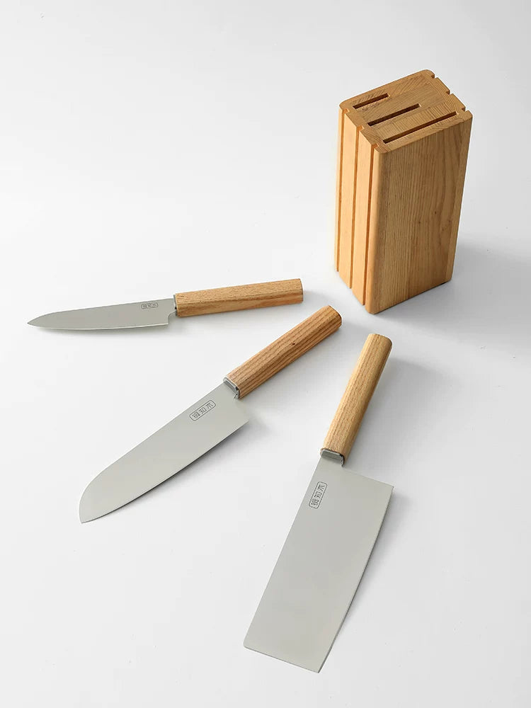 Compact Santoku Kitchen Knife with Ash Wood Handle product photo 7