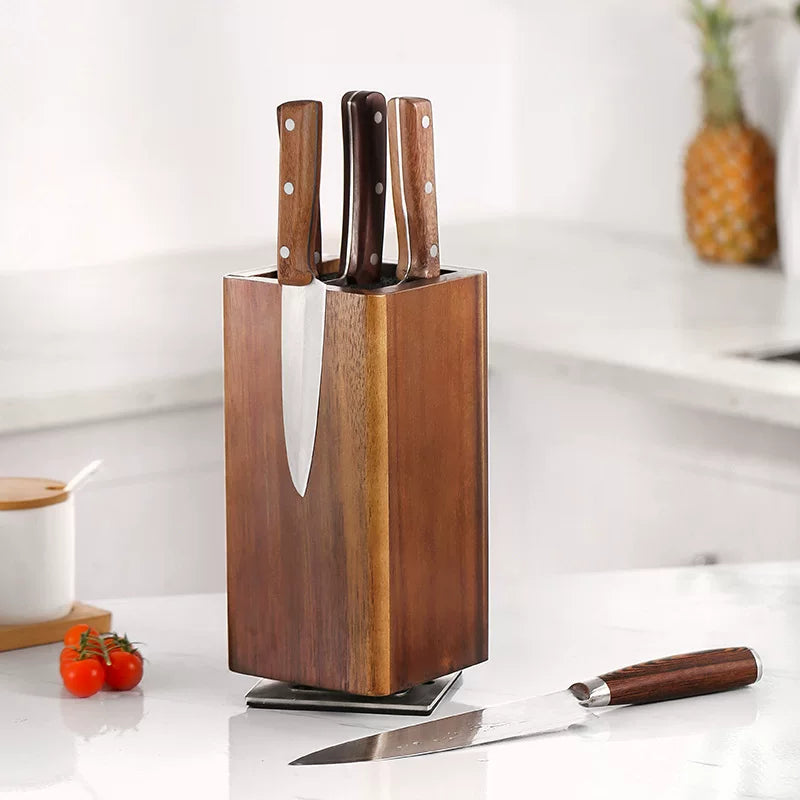 360° Rotating Wooden Magnetic Knife Block product image 1