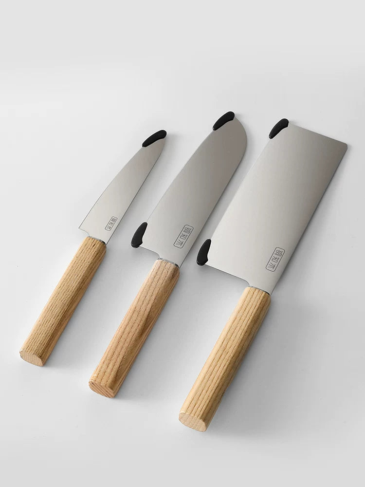 Compact Santoku Kitchen Knife with Ash Wood Handle product photo 8