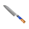Epoxy Sapphire Damascus Santoku Knife 18cm