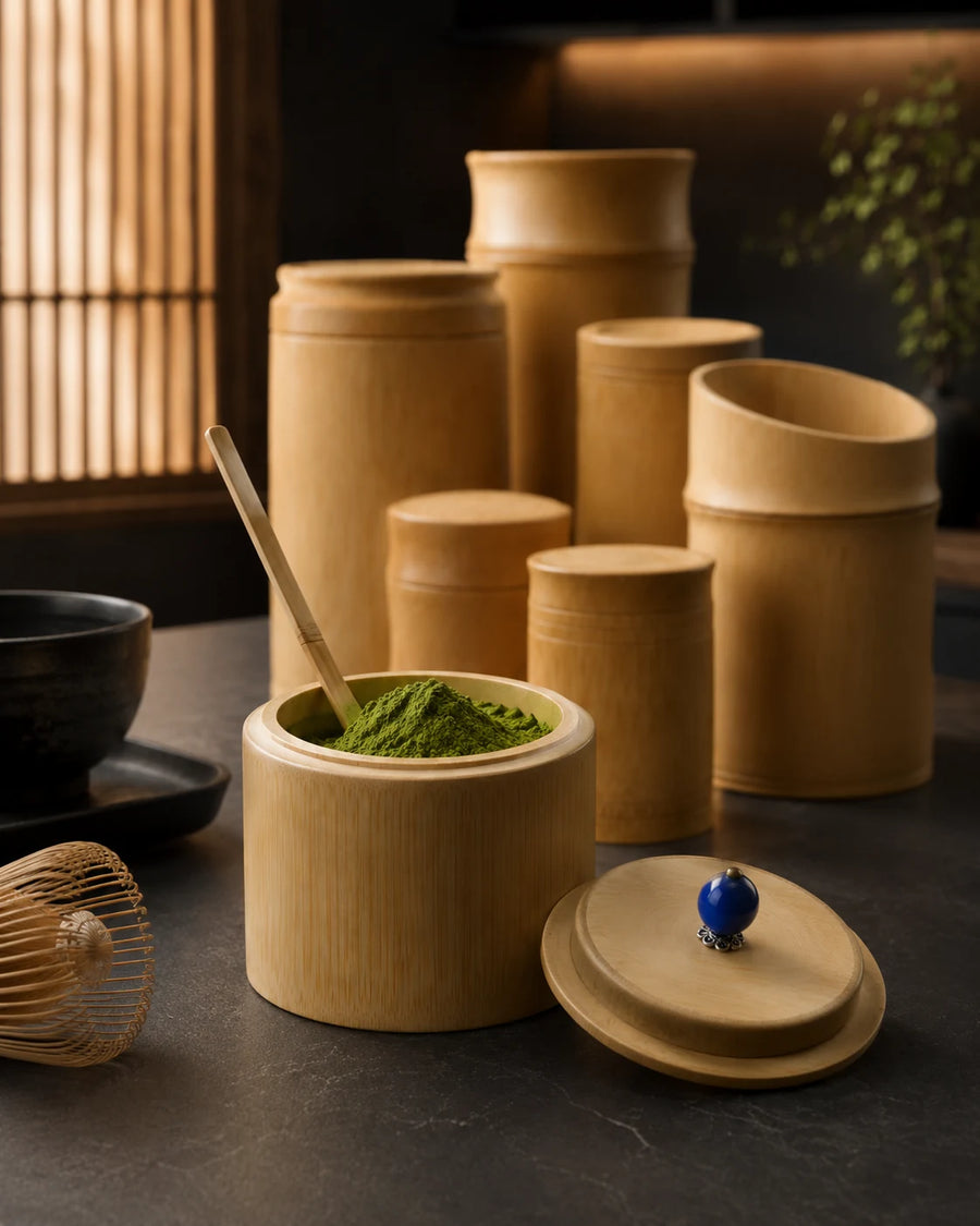 Bamboo Tea Storage Canister – Natural Kitchen Storage Jar for Matcha, Tea & Sugar