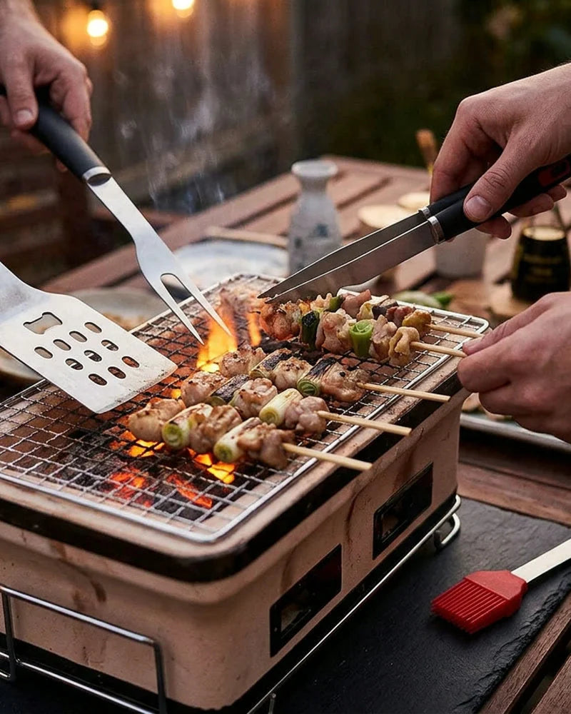 Tsurugi BBQ Cutlery Set – Stainless Steel, 4-Piece lifestyle photo