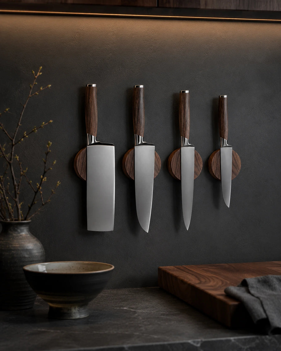 Round Wooden Magnetic Knife Holder – Wall Mounted Knife Storage