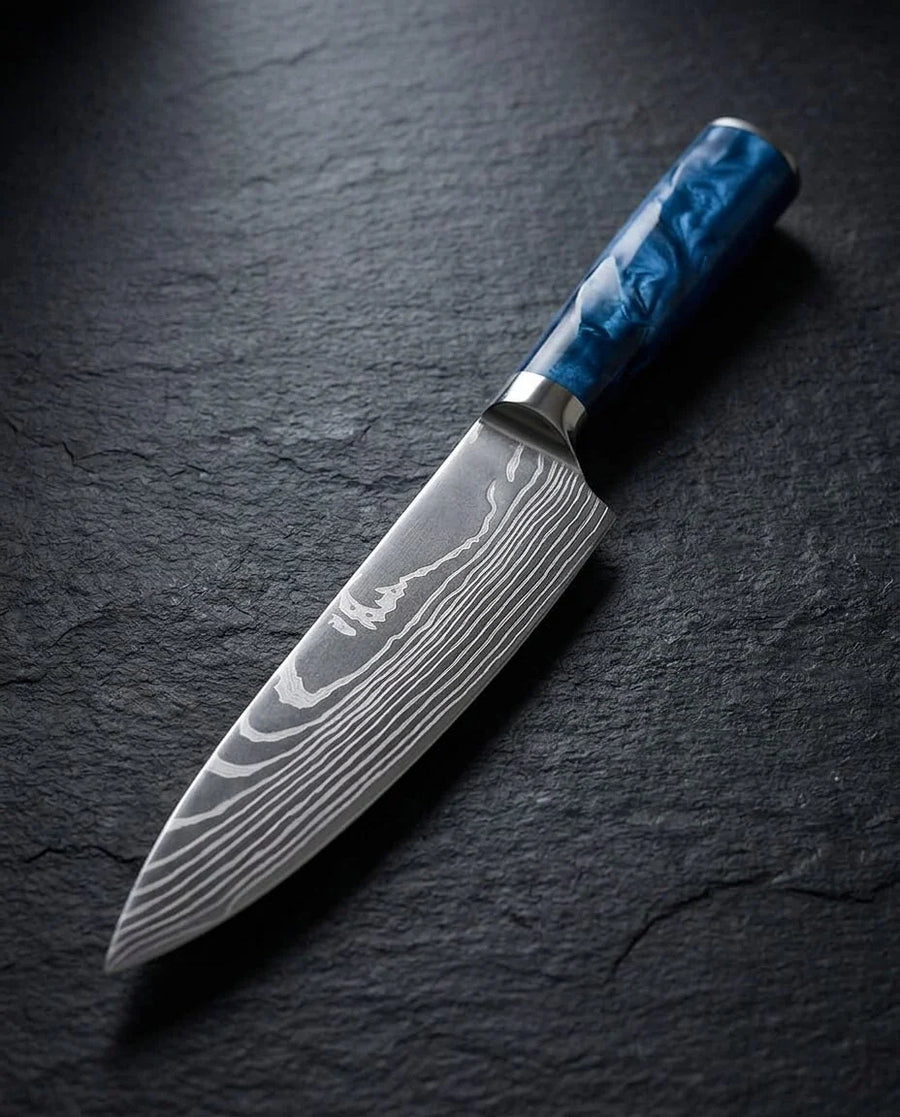 Damascus Print Epoxy Sapphire Chef Knife 20 cm product photo