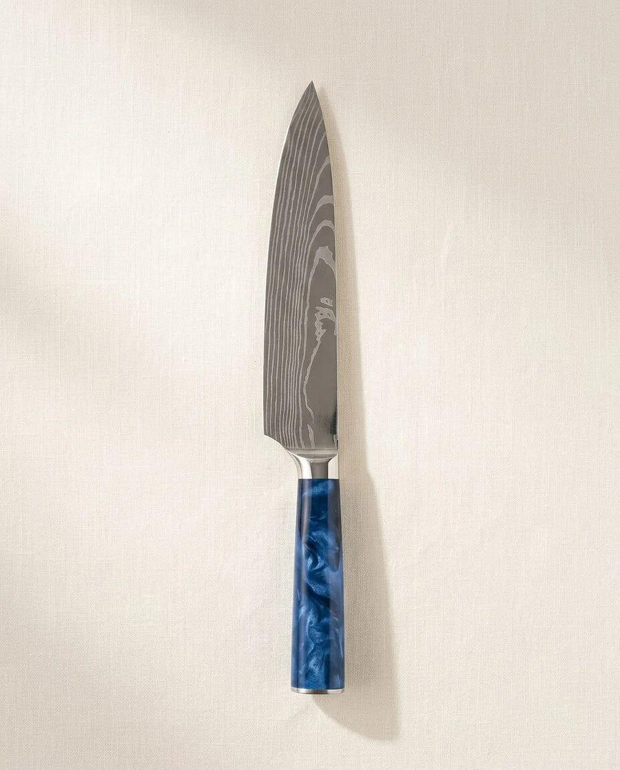 Damascus Print Epoxy Sapphire Chef Knife 20 cm product image