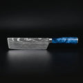 Damascus Print Epoxy Sapphire Nakiri Knife