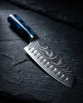 Damascus Print Epoxy Sapphire Santoku Knife 18cm
