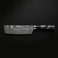 Damascus Print Onyx Epoxy Nakiri Knife