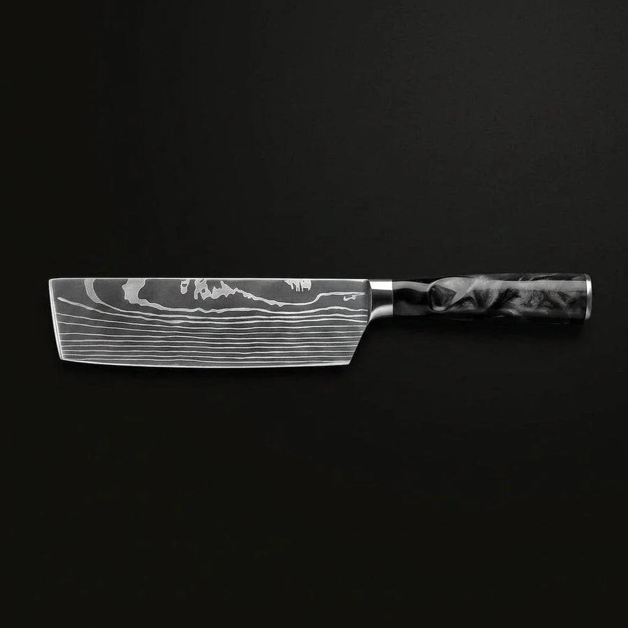Damascus Print Onyx Epoxy Nakiri Knife product image