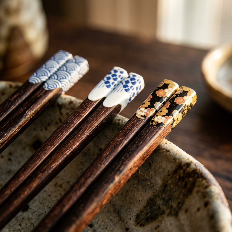 Wooden Chopsticks Koriyama (Set of 10 Pairs, 5 Colors) detail photo
