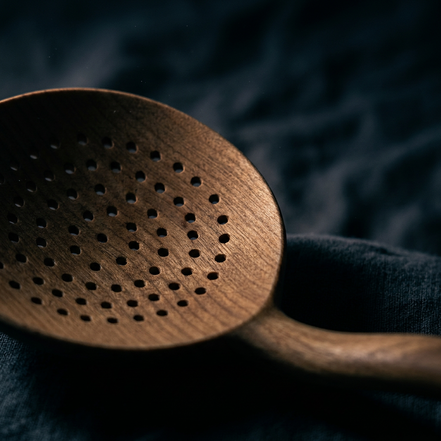 Akihito Wood Strainer Spoon detail photo