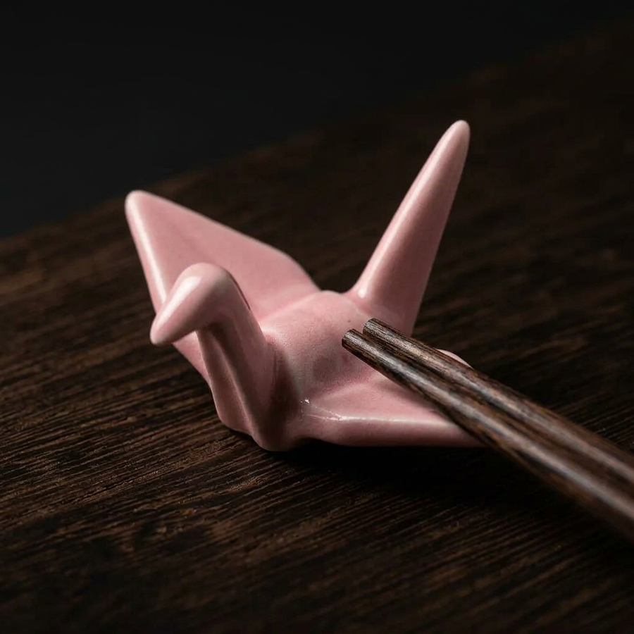 4 Chopsticks Holders Origami Pink detail photo