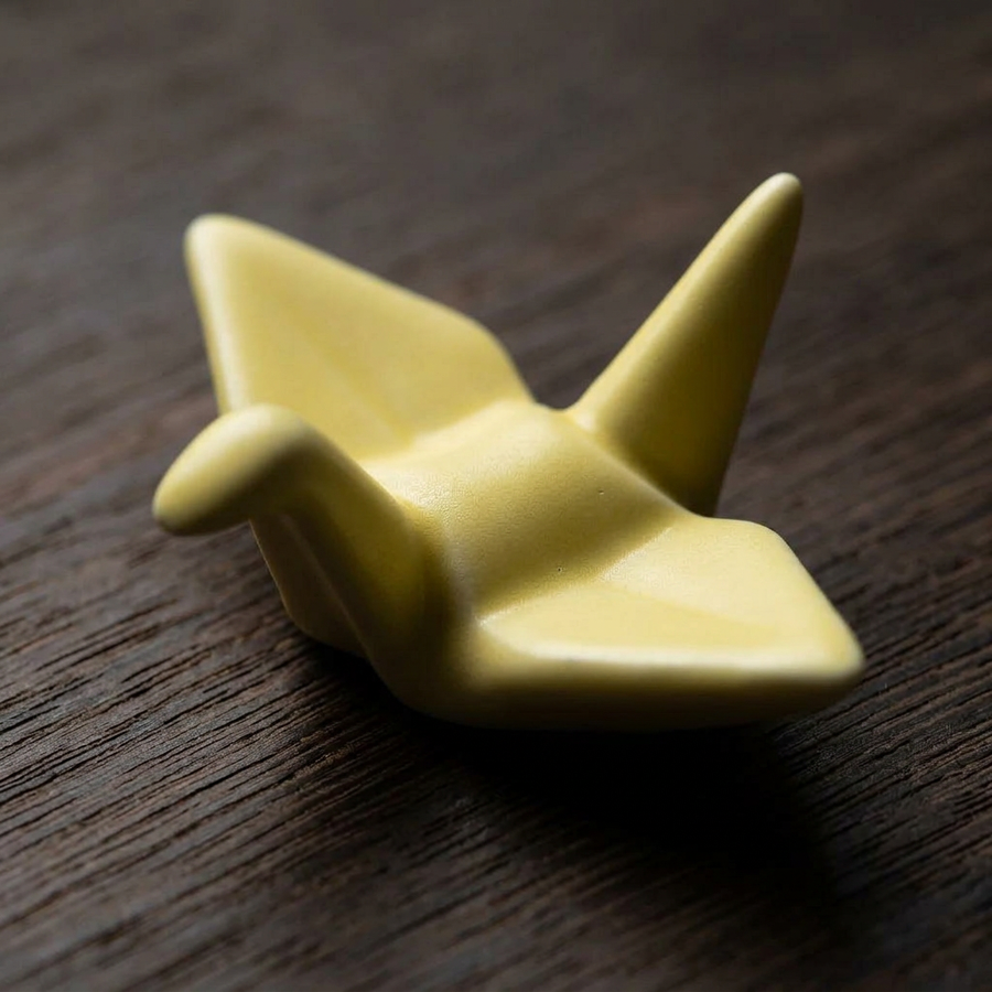 4 Chopstick Holders Origami Yellow detail photo