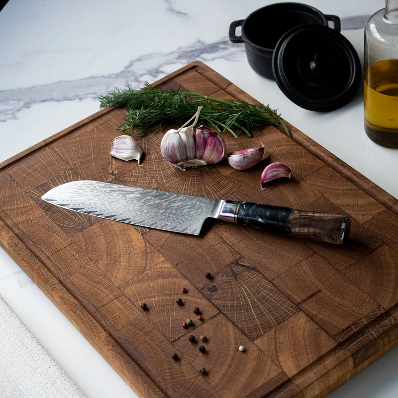 Epoxy Onyx Damascus Santoku Knife 18cm