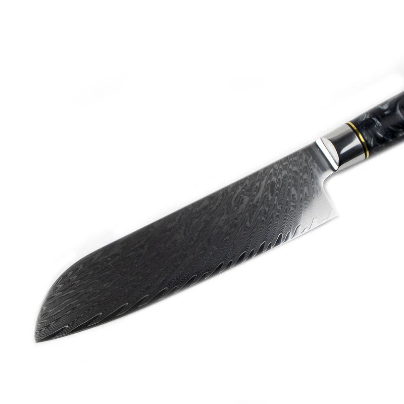 Epoxy Onyx Damascus Santoku Knife 18cm