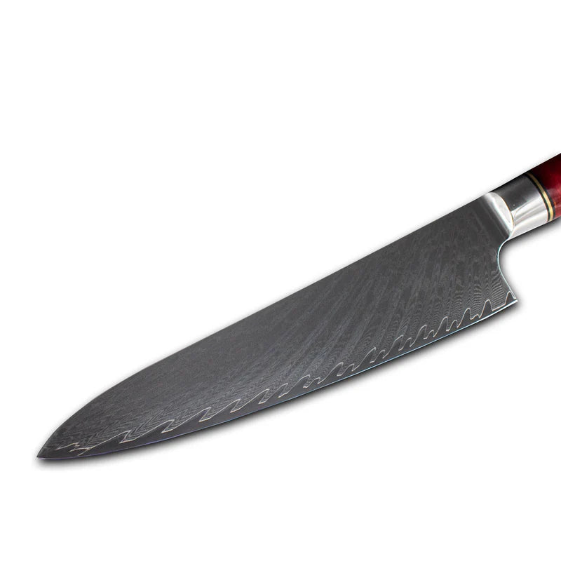 Epoxy Ruby Damascus Chef Knife 20 cm