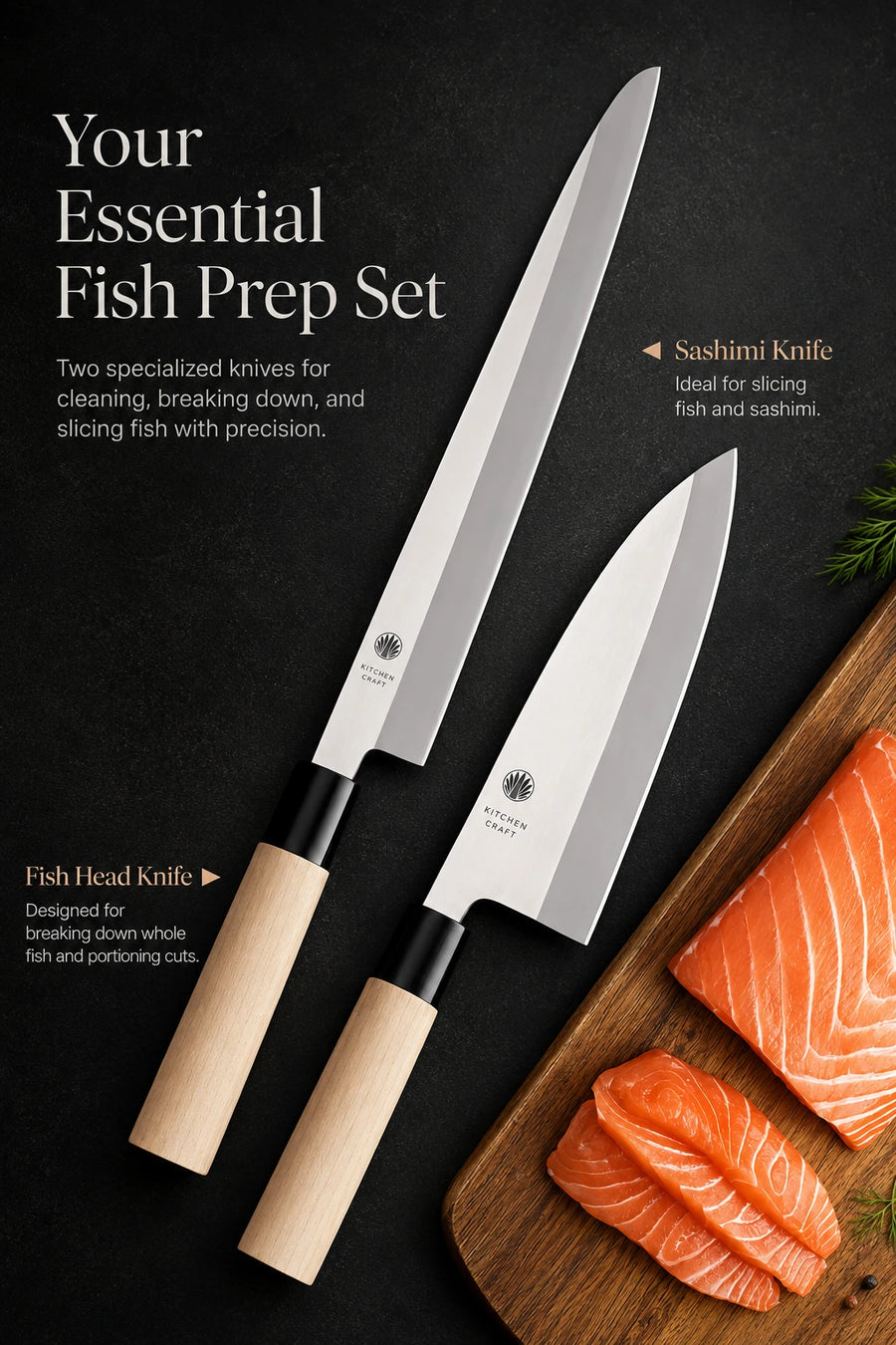 Yanagiba Sashimi Knife for Fish & Sushi – With Cover Options - Brown set product photo 1