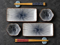 Hakuun Ceramic Sushi Dinnerware Set for Two – Plates, Chopsticks and Sauce Dishes