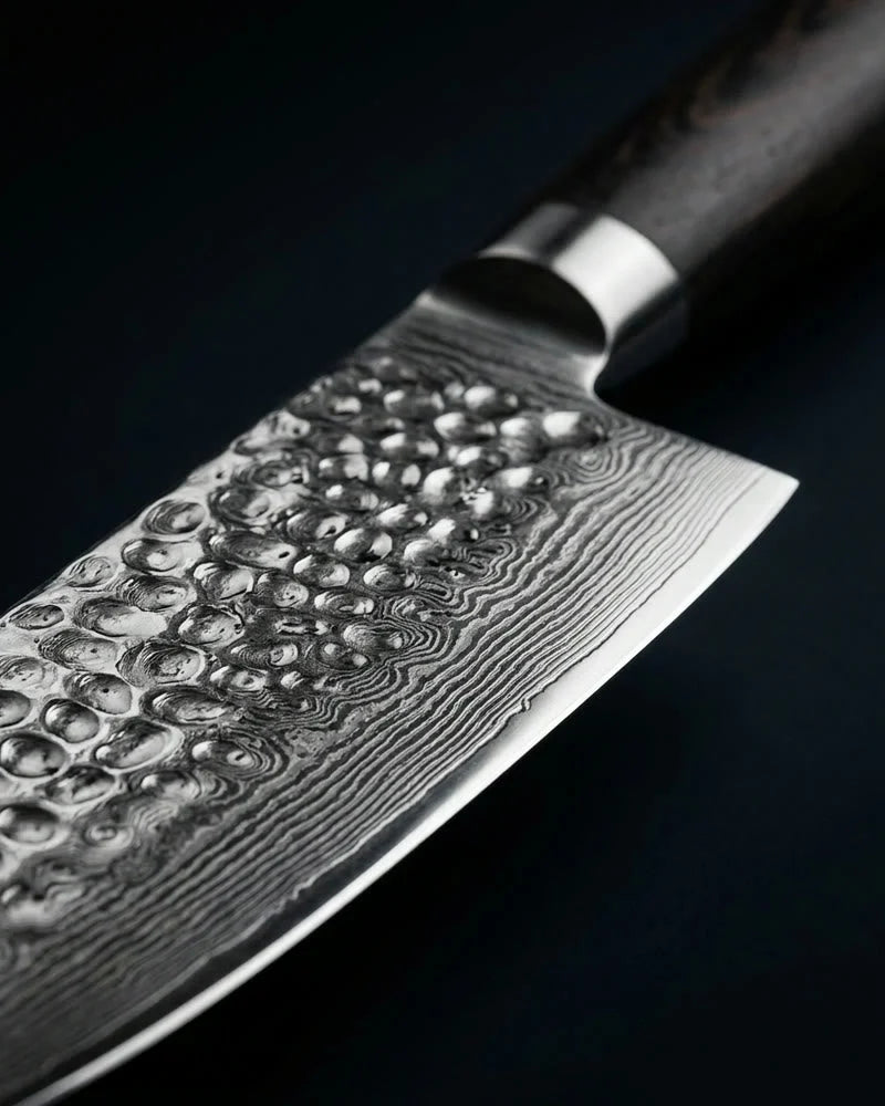 Hammered Damascus BR Chef Knife 20 cm detail photo